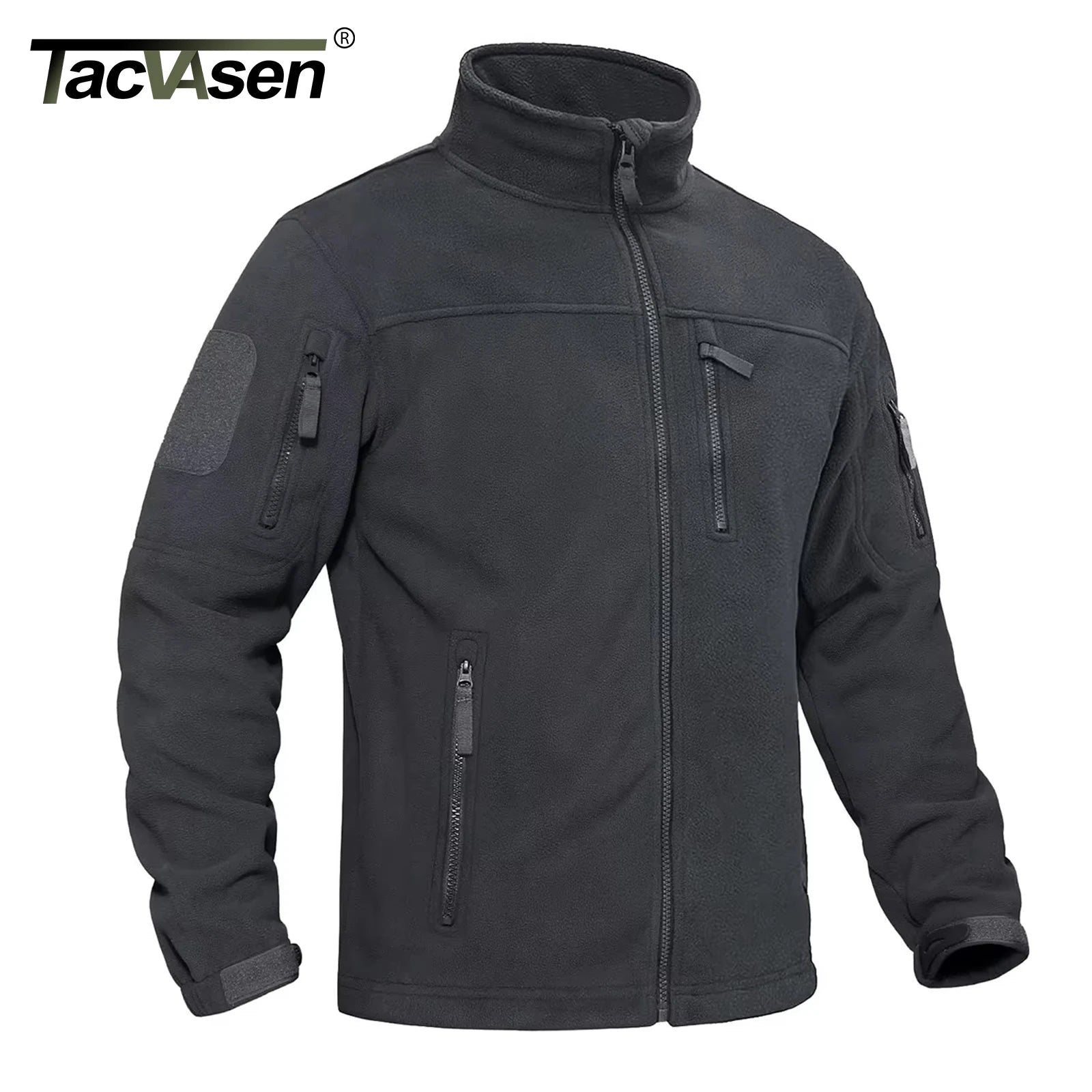 Men's Fleece Jacket Soft Warmth Windproof Full Zip Up Coat Multiple Zipper Pockets Hiking Working Outdoors Windbreaker