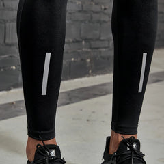 VANSYDICAL Compression Pants Men Running Tights with Reflective Striped Basketball Legging Workout Elastic Waist Trousers Men