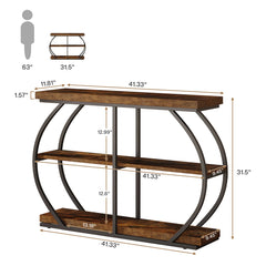 Tribesigns 41.3" Console Table, Industrial 3-Tier Entryway Table with Arched Metal Frame and Storage Shelves for Living Room Furniture
