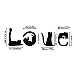 Black Cat Wooden Wall Art – Love-Themed Home Decor for Cat Lovers
