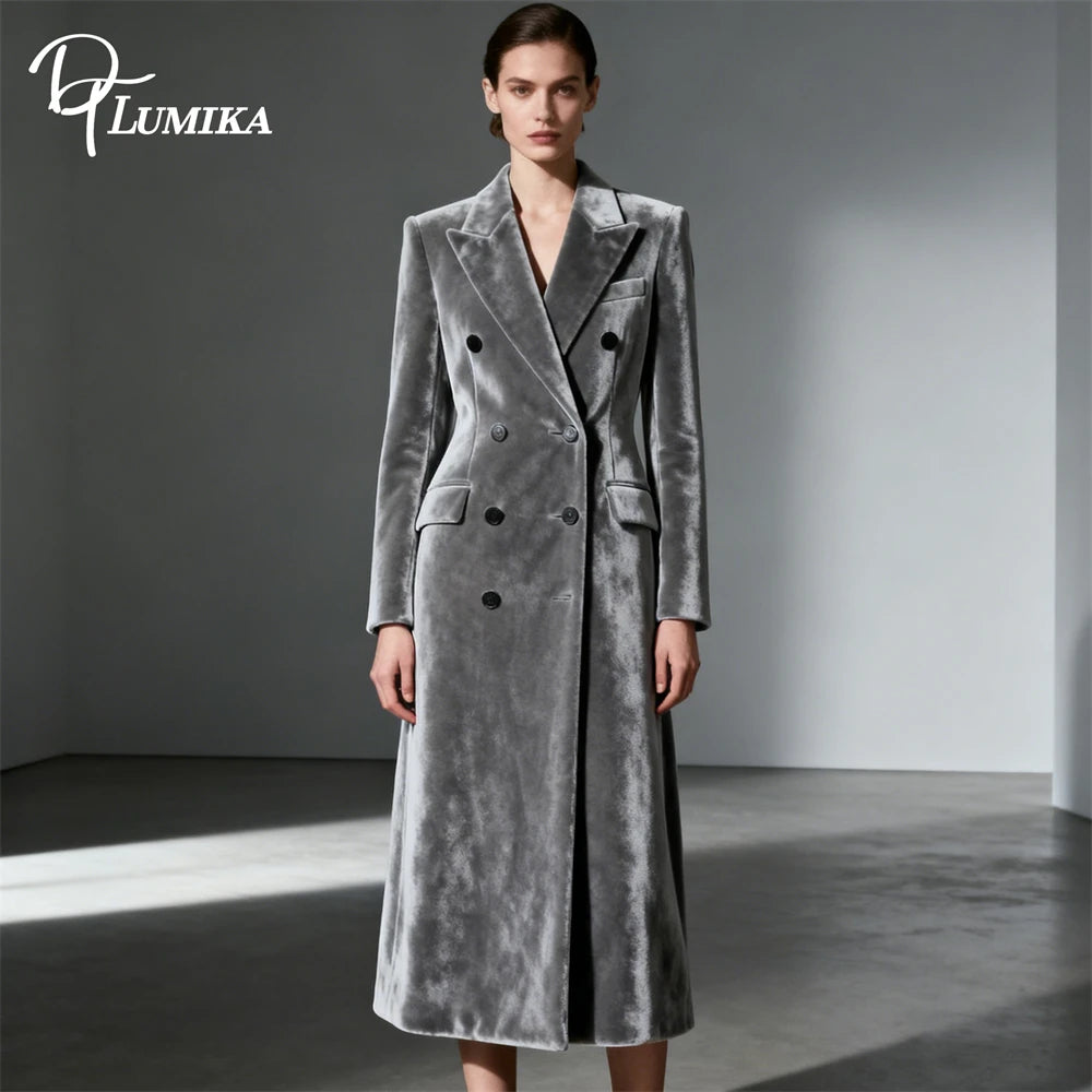 High-End Velvet Double-Breasted Women’s Suit Coat XS–2XL