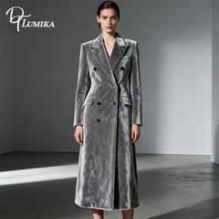 High-End Velvet Double-Breasted Women’s Suit Coat XS–2XL