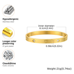 Vnox Gold Plated Love Cuff Bangle – Stainless Steel Bracelet