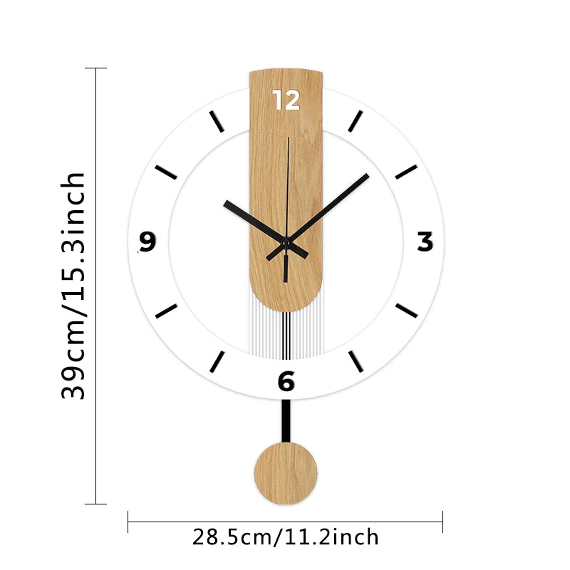 White wood grain acrylic creative pendulum clock silent clock living room bedroom kitchen office home decoration