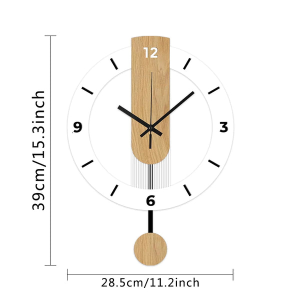 White wood grain acrylic creative pendulum clock silent clock living room bedroom kitchen office home decoration