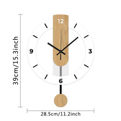 White wood grain acrylic creative pendulum clock silent clock living room bedroom kitchen office home decoration