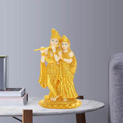 Lord Radha Krishna Buddha Statue Playing Flute Indian Sculptures Figurines Ornaments Home Garden Buddha Decoration Statues