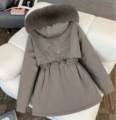 Korean Style Women’s Hooded Winter Parka – Thick Warm Coat