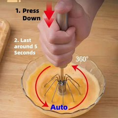 Stainless Steel Semi-Automatic Hand Push Whisk (10–14”)