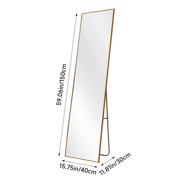 【Lifeideas】Modern Slim Frame Full Length Mirror with Stand, Aluminium Alloy Frame Floor Mirror, for Bedroom