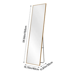 【Lifeideas】Modern Slim Frame Full Length Mirror with Stand, Aluminium Alloy Frame Floor Mirror, for Bedroom