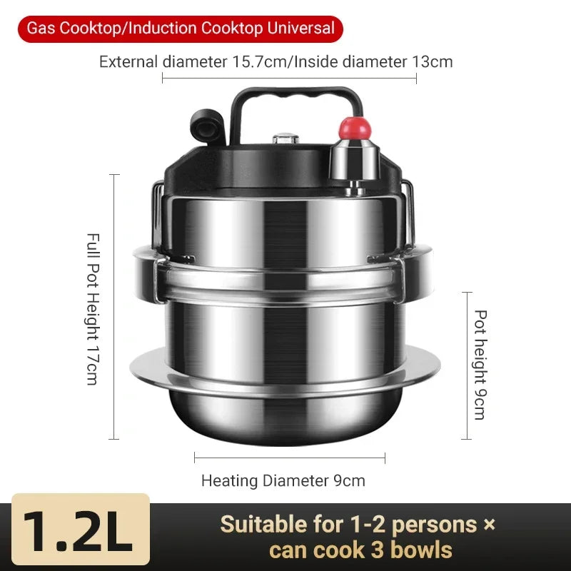 0.8-2L Outdoor Camping Small Pressure Cooker 304 Stainless Steel Portable Rice Cooker for Kitchen Tools, Cooking Utensils