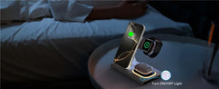 Foldable 3 In 1 Wireless Charger Stand Pad Desktop Fast Charging Station For iPhone 17 16 15 14 13 Samsung Apple Watch Airpods