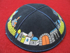 PRINTED SUEDE LEATHER KIPPAH JEWISH KIPPAH LEATHER YARMULKE KIPPAH