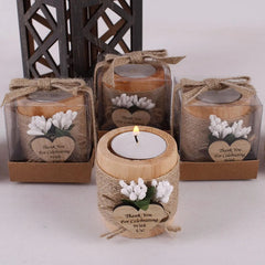 6/12/24PCS Guest Gift Candle for Wedding Wooden Tealight Candle Holders Bridal Shower Thank You Gifts for Baby Shower Home Decor