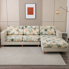 Tropical rainforest leaf printed milk silk sofa cover, elastic sofa cover, dust-proof and detachable sofa cover