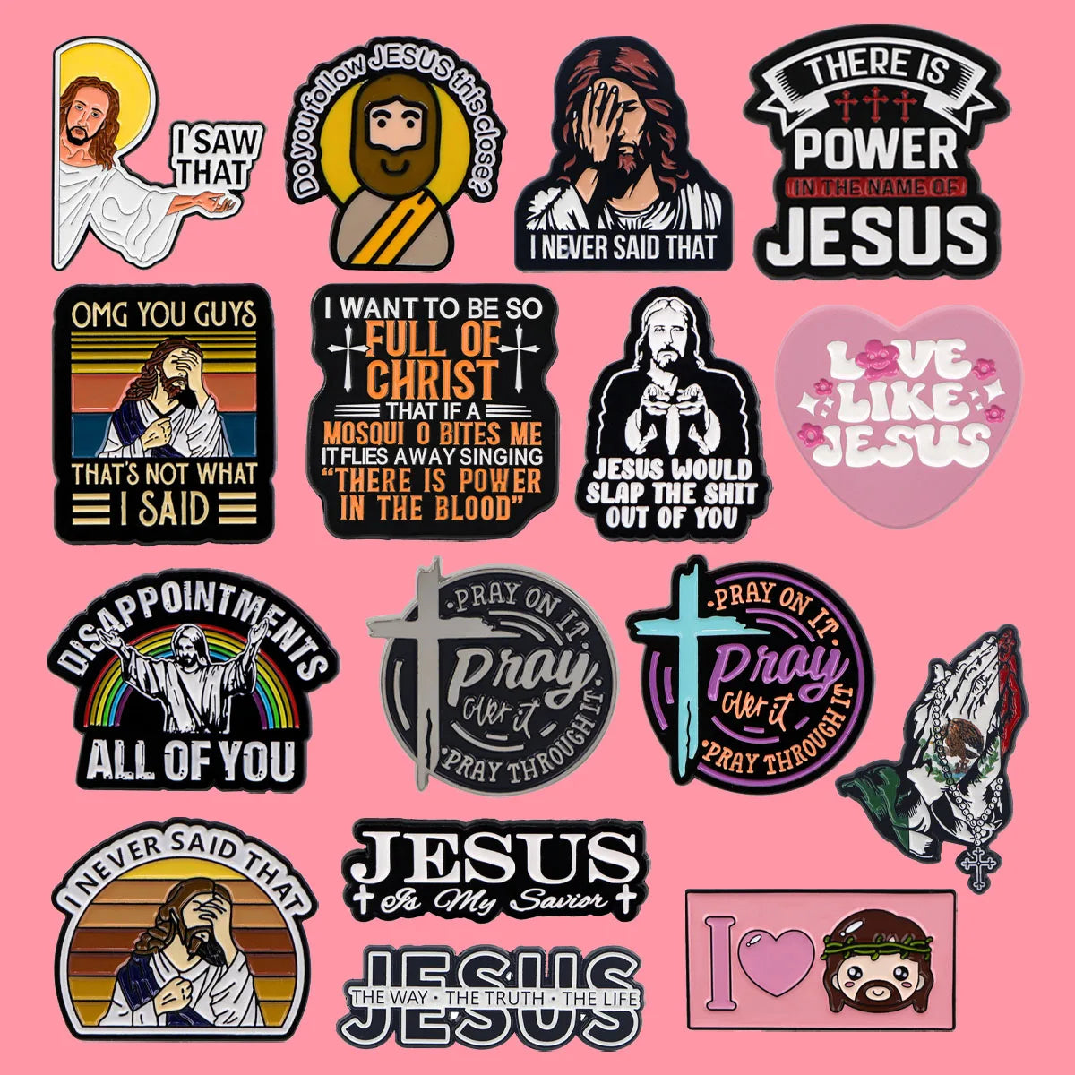Sacred Jesus Enamel Pins Funny Cartoon Quotes Pin Badge on Backpack Women's Brooches Costume Accessories Fashion Jewelry Gifts