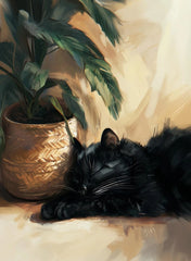 Lazy Playful Cute Afternoon Cat Sleeping Art Oil Painting Poster Canvas Printing Home Homestay Wooden House Wall Decor Painting