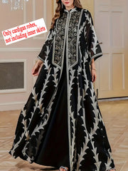 New Middle Eastern Women's Clothing: Elegant High-End Sequin Embroidered Black Robe, Loose and Comfortable for Commuting, Breathable Muslim Beach Vacation Cardigan, Mesh Cover-Up, Dubai Saudi Traditional Attire, Long-Sleeve S