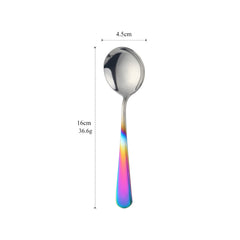 6/8/11Pcs Stainless Steel Soup Spoons Round Dessert Spoon 11 Colors Spoons Set Ice Cream Scoop Spoon In Party Dinnerset Kitchen Tools, Cooking Utensils