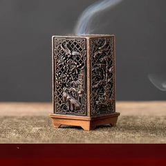 Square Vertical Incense Burner Small Xiangyun Alloy Incense Holder Indoor Aromatherapy Home Ornament Chinese Plum Inense Burners