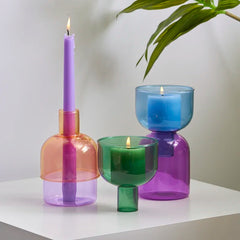 Candle Holder for Pillar Candles Stand Home Decor Colorful Glass Decorative Bottle Jar Storage Bowl