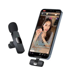 2.4G Wireless Lavalier Microphone Portable Audio Video Recording Mini Mic for iPhone Android Live Broadcast Gaming Phone