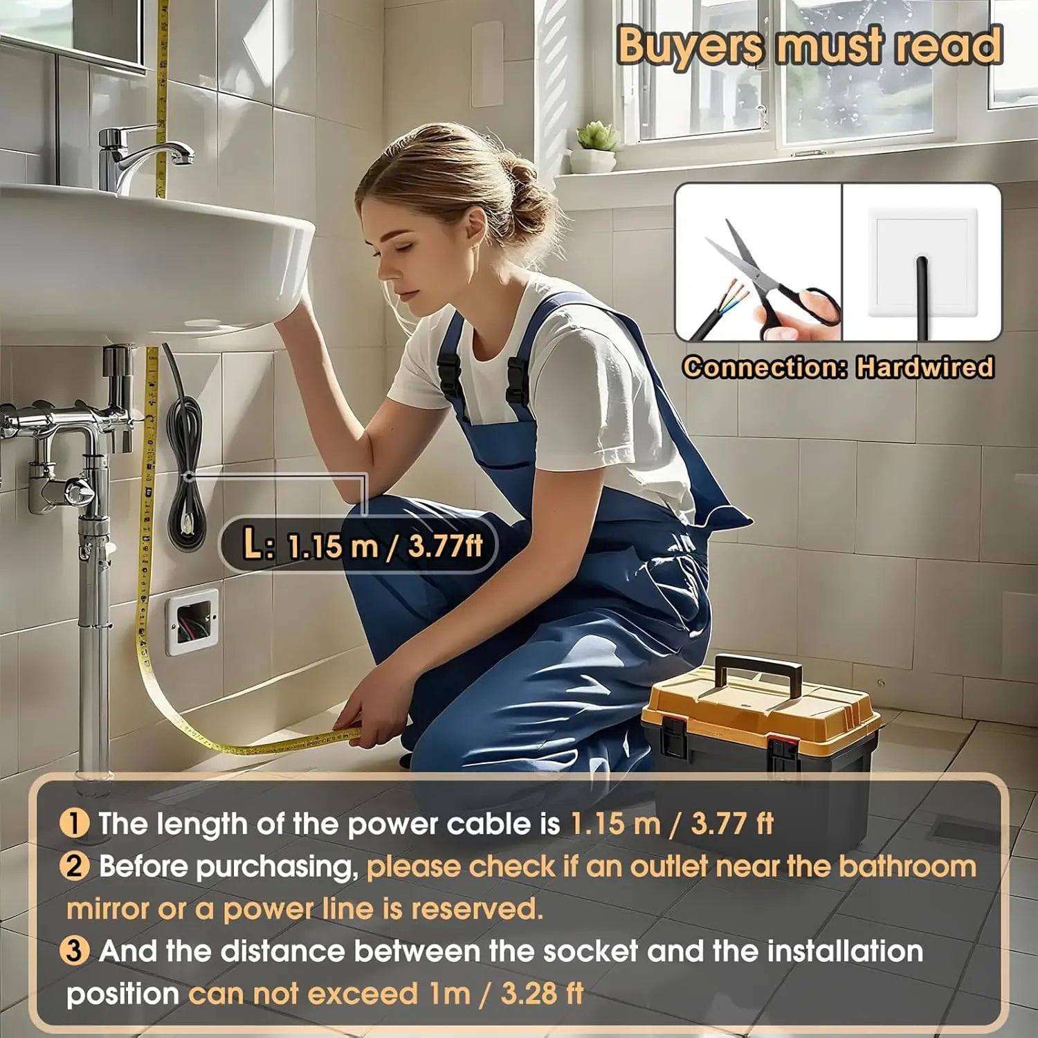 45x60cm Bathroom Wall Mirror Bathroom Mirror With Lighting Mirror With LED Light Touch switch And 3 Colors Dimmable Hardwired
