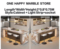 Luxury Marble Kitchen Island Dining Table, Custom Modern Bar Countertop, High-End Open Kitchen Design, Integrated Home Furniture Kitchen Display Cabinets Kitchen & Dining Furniture
