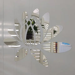 Lotus 3D Mirror Wall Art Sticker Home Living Room Bedroom Office Hallway Wall Decor Acrylic Mirror Reflective Wall Sticker