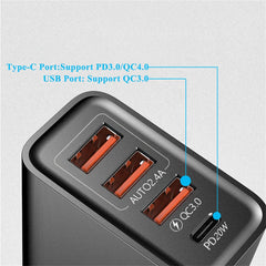 USB Type C Charger 60W PD Fast Charging Phone Charger QC3.0 Wall Power Adapter Travel Charger for iPhone Xiaomi Samsung Huawei
