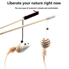 Interactive Cat Wand Stick Colorful Feather Teaser Toy Wooden Rod for Kitten Pet Supplies Cat Toys Interactive MWJ13 Pet Shop