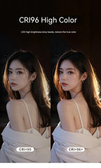 Rechargeable Handheld Ring Light with Adjustable Tripod Stand & Phone Holder. 3 Color Modes (Warm/Cool/Natural) & 10 Brightness