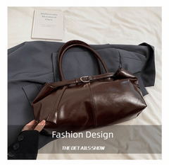 Large Capacity Oil PU Leather Shoulder & Tote Bag for Women