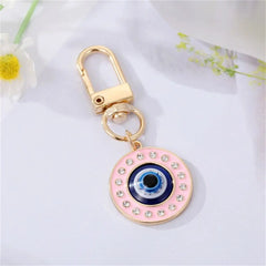 1Pcs Round Evil Eye Keychain Key Ring For Friends Couples Boho Blue Eye Bag Car Key Phone Charm Accessories Jewelry