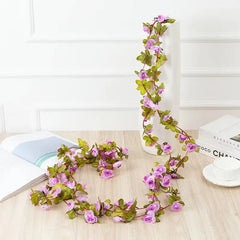 2.2 Meters Rose Artificial Flowers Christmas Garland for Wedding Home Room Decoration Spring Autumn Garden DIY Fake Plant Vine