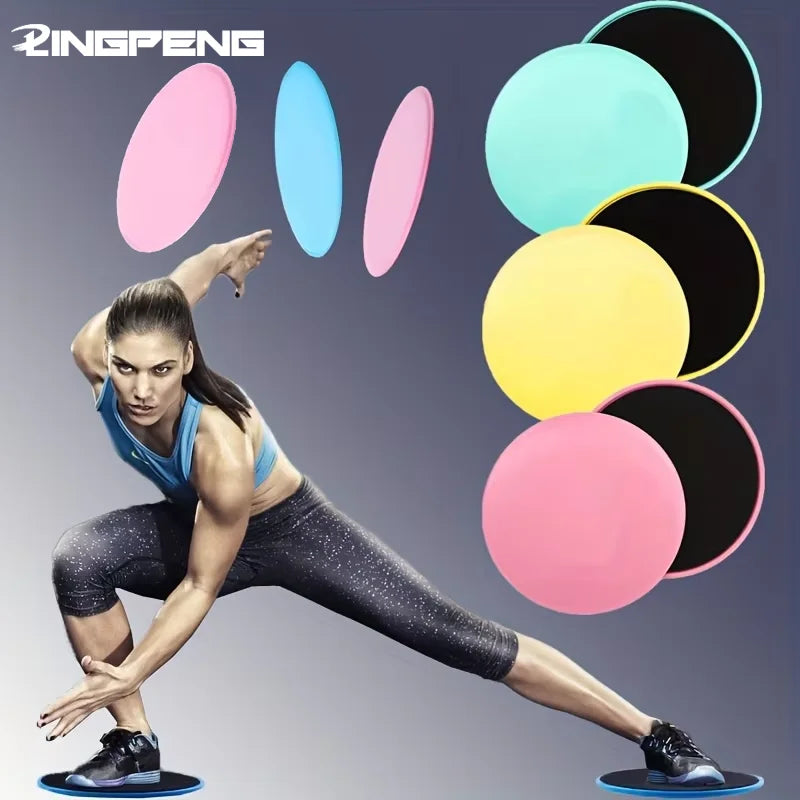 2pcs Solid Color Yoga Sliding Discs, Yoga Fitness Foot Sliding Pads, Workout Equipment For Abdominal Core Training, Body Shaping