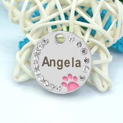 Personalized Dog Cat ID Tag Bling Rhinestone Puppy Kitten Name Tags Anti-lost Pet Collar Accessories Free Engraved Pet Products