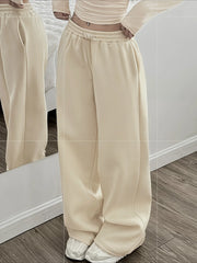 Women Jogger Cotton Pants Casual Drawstring Loose Unisex Wide Leg Straight Pants Sweatpants Autumn Winter Baggy Gym Track Pants