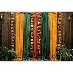 Indian Garlands Diwali Backgrounds Marigold Flowers Curtain Puja Ganpati Pooja Traditional Birthday Wedding Party Decor Backdrop
