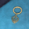 Geometric Hollow Out Khanda Pendant Stainless Steel Gold Plated Keychain For Men Women Sikhism Key Chains Amulet Jewelry Gift - KA1128G