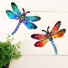 Vintage 3D Metal Dragonfly Wall Art Hanging Decor Wrought Iron Wall Hanging Sculpture Garden Home Party Decoration