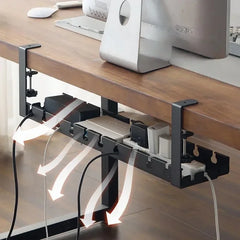 Side view of metal under desk cable organiser