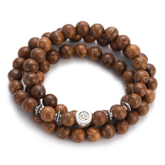 Multilayer Wood Beads Buddha Lotus OM Bracelet Tibetan Buddhist Mala Charm Rosary Bracelet Yoga Wooden For Women Men Jewelry