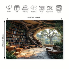Enchanted Forest Library Tapestry – Vibrant Wall Decor