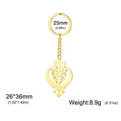My Shape Fashion Lion King With Sikh Symbol Khanda Keychain Stainless Steel Animal Key Ring Bag Accessories Hip Hop Jewelry Gift