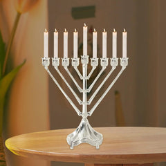 Vintage Hanukkah Menorah with 9 Arms Jerusalem Temple Candle Holder Sturdy for Prayer Festive Celebration Chanukah Decoration