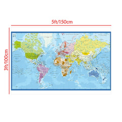 Wall Poster Map of The World French Language Polyester Vinyl Painting Office School Supplies Home Decoration Carte Monde