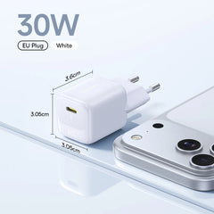Baseus 30W GaN Charger PD Charger For iPhone 17 16 15 14 13 12 Max Fast Charger PD3.0 QC3.0 Phone Charger Type C Tablets Charger
