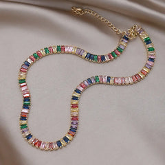 Korean Zircon Inlaid Copper Necklace Luxury Party Jewelry